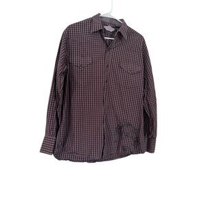 Brooks & Dunn Men Purple Black Gray Panhandle Slim Western Button Up Shirt Large